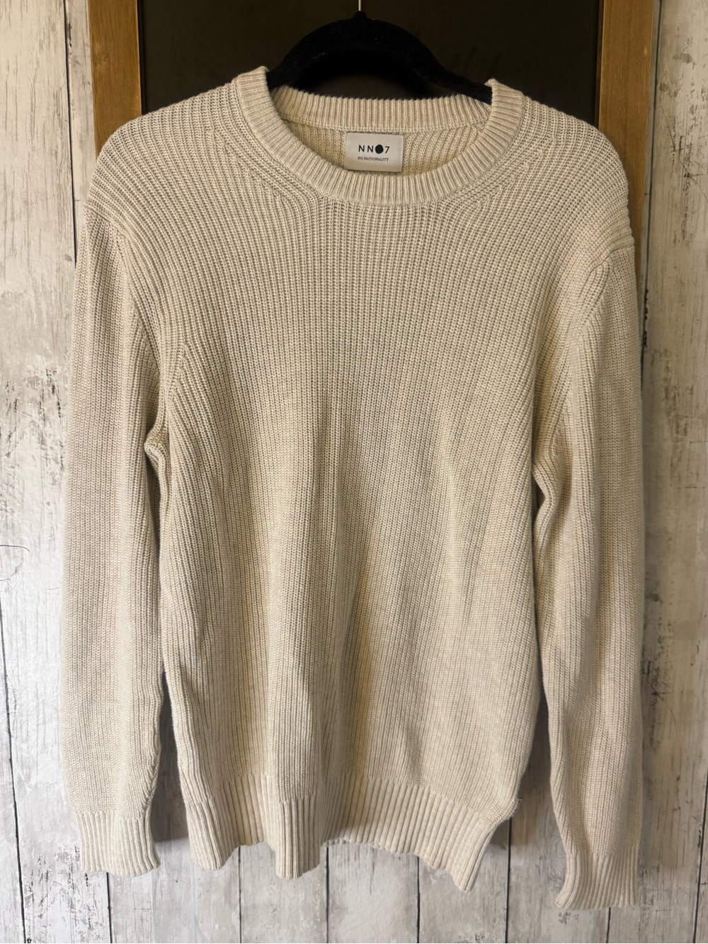 NN07 No Nationality Knut Cotton Sweater Size M Cream Ribbed Knit Pullover